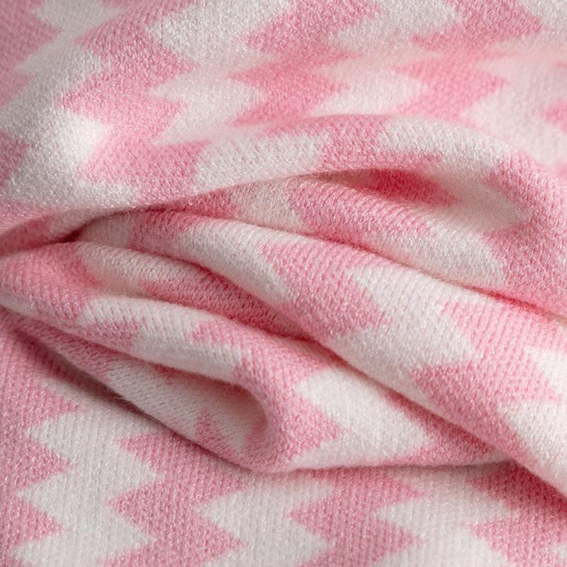 Damen Herbst- und Winter Midi Rundhals Gestreift Locker Gestrickter Pullover Top