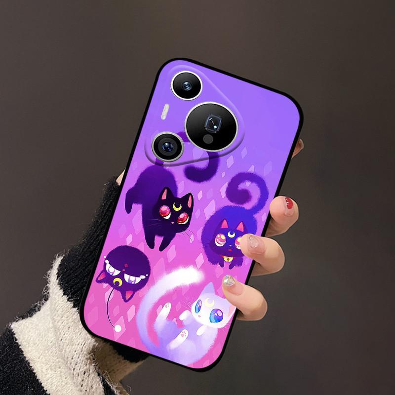 Für Huawei Pura 70 Hülle Schwarz Matt Niedlich Weich Silikon TPU Hüllen für Pura70 Pro Pura 70 Pro+ Plus Ultra Abdeckung Schutz Fundas