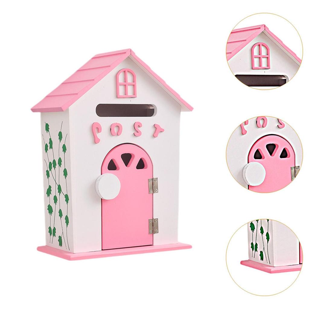 Wall Mount Mailbox Mailbox with Key Lock Wood Communication Mail Box Drop Box Letterbox for Corridor Front Door