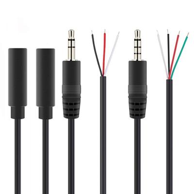 3.5mm 3Pin 4pin Stereo AUX Male Female Wire Connector Audio Extension Cable 3 4 Pole Head Line 3.5mm DIY Cable Core