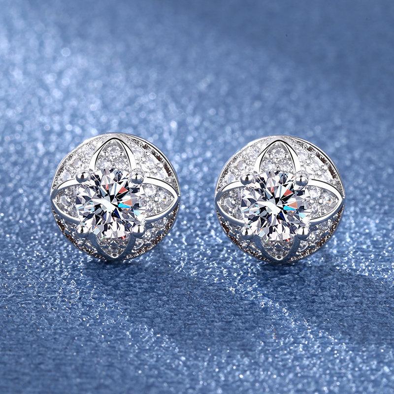 925 Sterling Silver Jewelry Women Fashion Cute Tiny Clear Crystal CZ Stud Earrings Gift for Girls Teens Lady E001