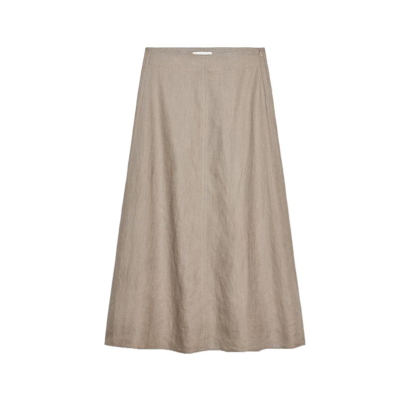 Linen Blended Hanging Collar Vest-Style Tops 2731097 Plaid A- Line Midi Skirt Long Skirt 2731076