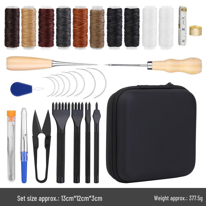 Hand-Stitched Leather Goods DIY Sewing Kit: 33-Piece Set for Making Leather Items