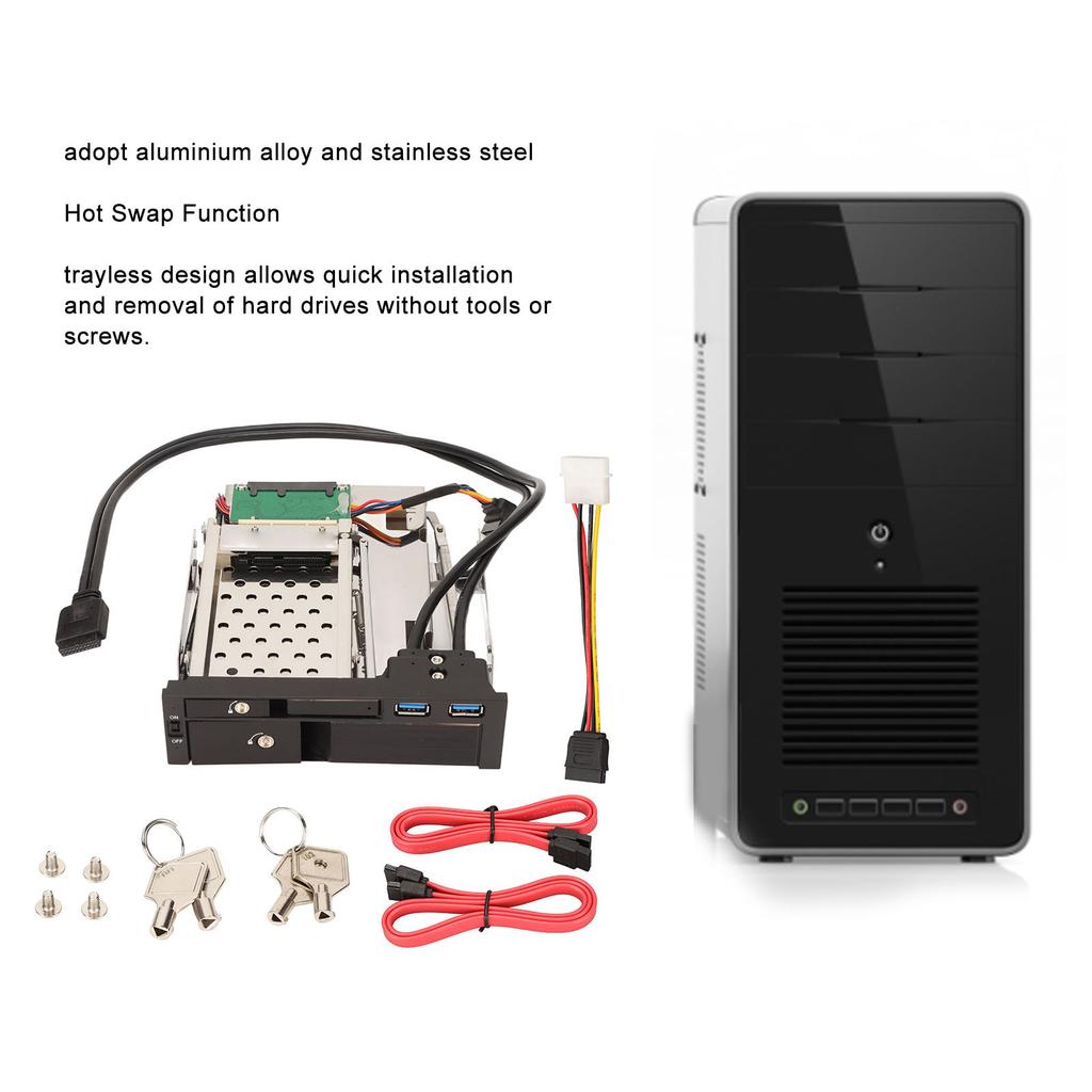 3.5" SATA Internal HDD Tray 2.5 / 3.5in Maximum 6Gbps Dual USB3.0 Internal HDD Mobile Rack Secure Connection for SATA I/II/III