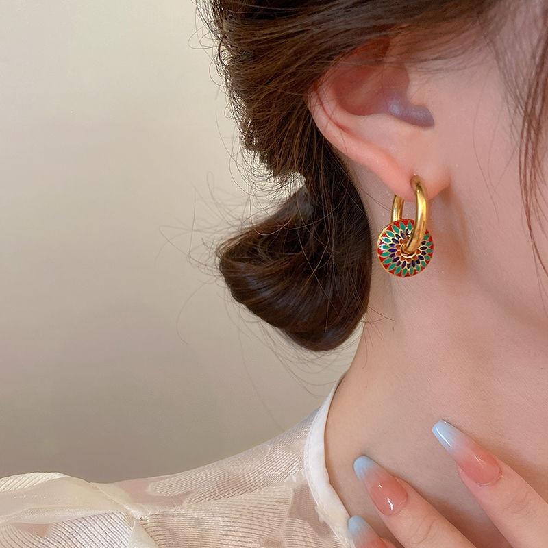 Retro Glazed Colorful Earrings - Fashionable, Unique, Simple Style for Women