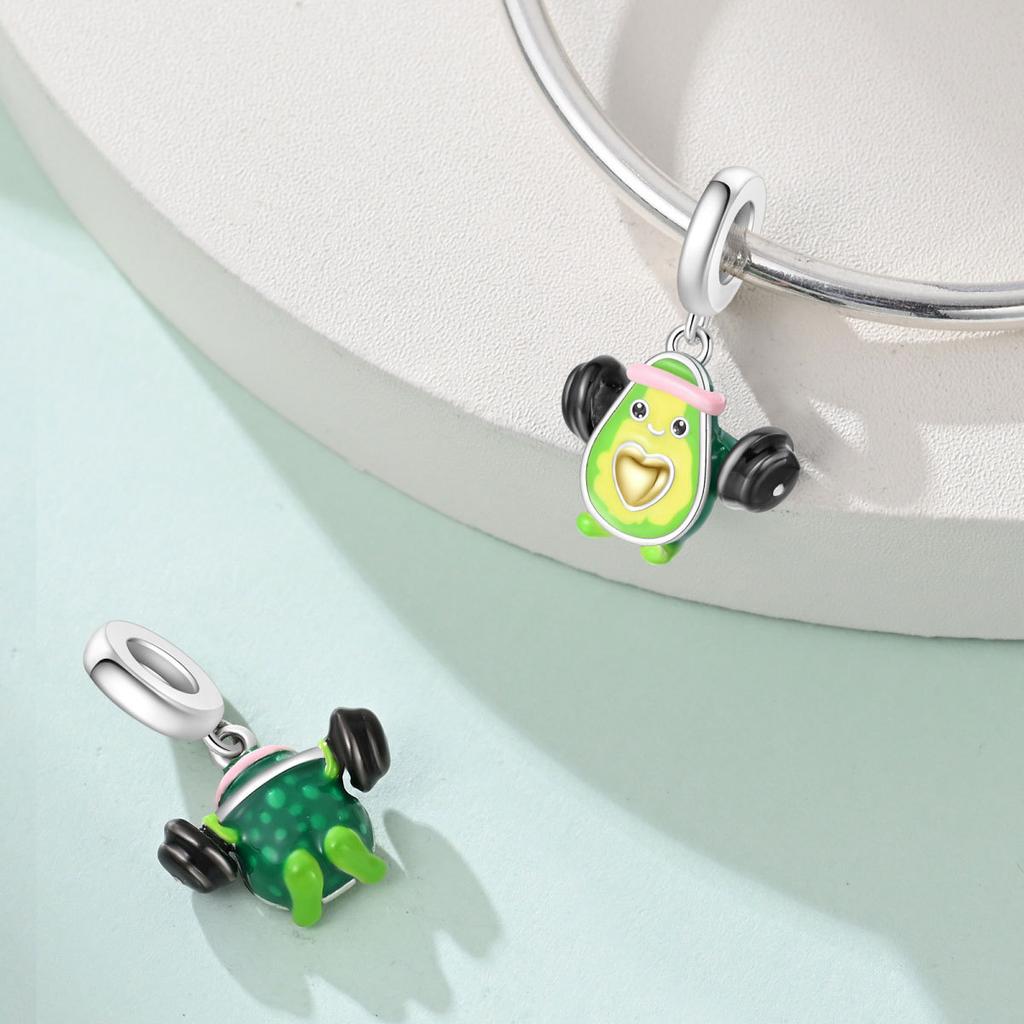 2026 Fruit Avocado Pear Raspberry Apple Charm Charm Bead Jewelry with Bracelet 925 Silver