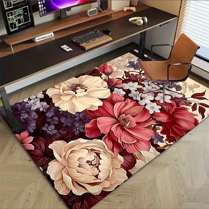 1PC Floral Pattern Carpet Ultra Soft, Thick & Absorbent, Non Slip Machine Washable Mat for Entryway