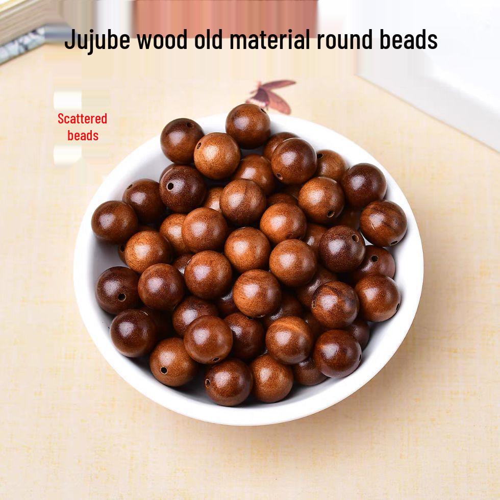 Natural Lightning-Struck Jujube Wood Round Beads, 108-Piece Set for DIY Wenwan Bracelet Accessories 6mm