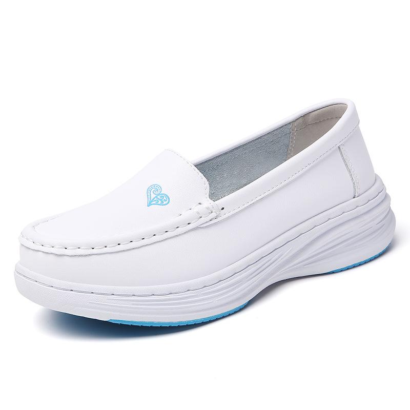 Air Cushion Nurse Shoes Women's Spring Summer Hollow Soft Sole Breathable Thick Sole Non-slip Leather Work Medical Shoes Spot