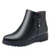 Warm Short Boots Cotton Shoes Winter Velvet Warm Leather Shoes Flat Grandma Non-slip Short Boots