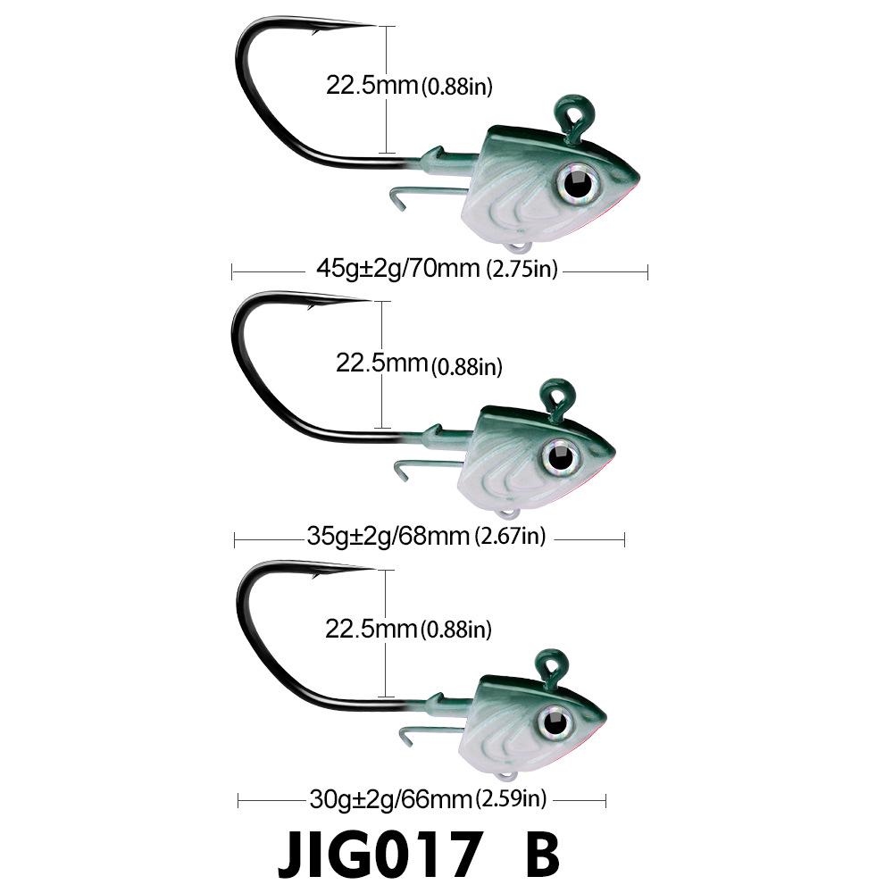 Anti-Snag Soft Fish Lead Head Lure Hooks with 30g, 35g, 45g Weights