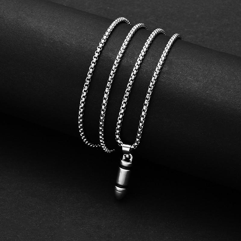 European and American Personalized Hip-hop Titanium Steel Necklace Men, Trendy Brand Simple Pendant Long Sweater Chain Accessories Women