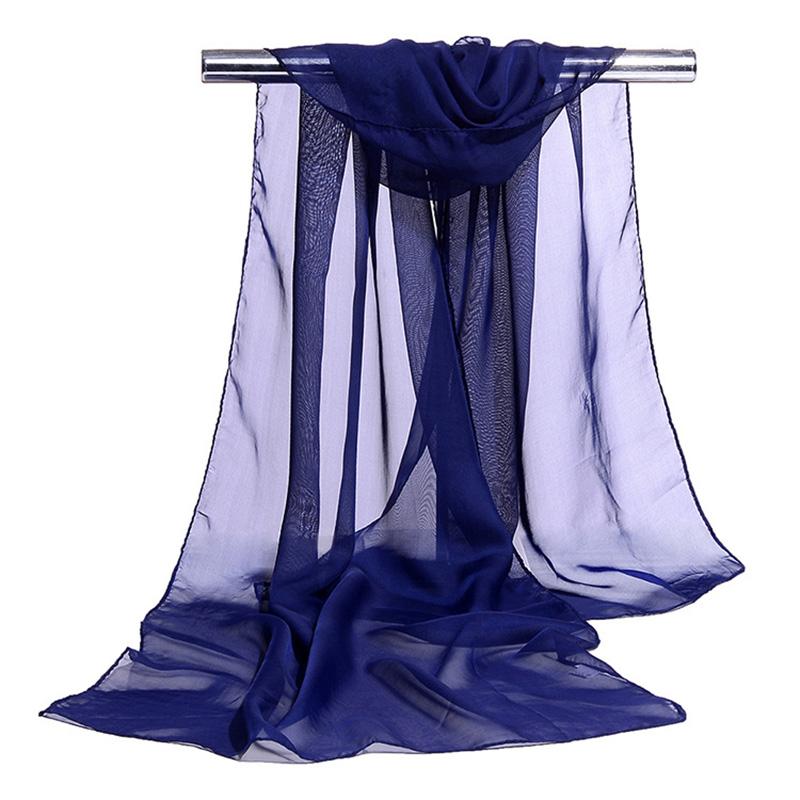 Koreanisches Damen Hochzeits-Abendparty-Kleid Schal Einfarbige Transparente Chiffon-Seiden-Schal Sommer Strandtuch Sonnenschutz-Schal R22