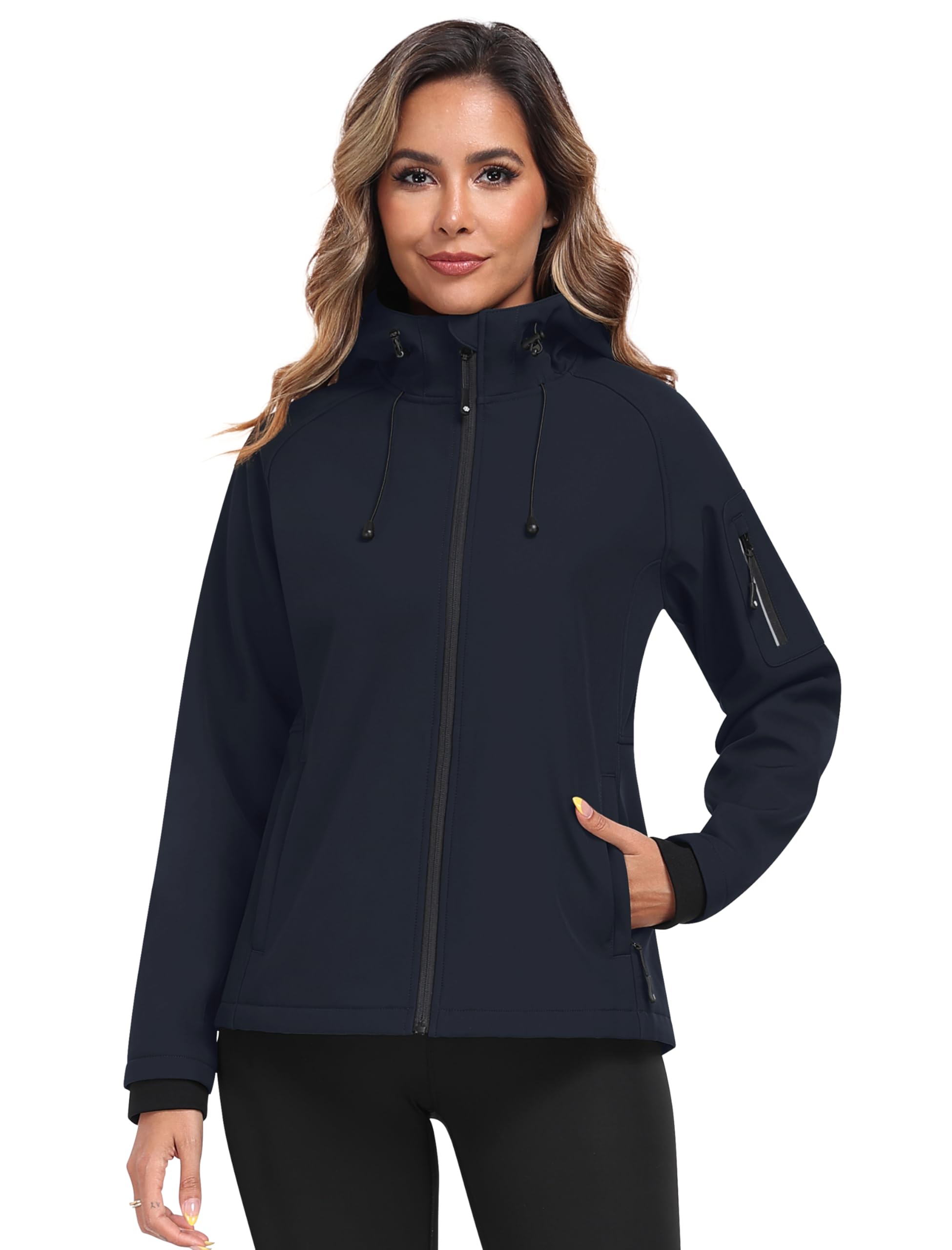 

MoFiz Softshell and Loose Reflective for Outdoor and and Winter Women s Jacket, Waterproof, Windproof, Cold-Resistant, Fit, Multi-Pocket, Print, синий