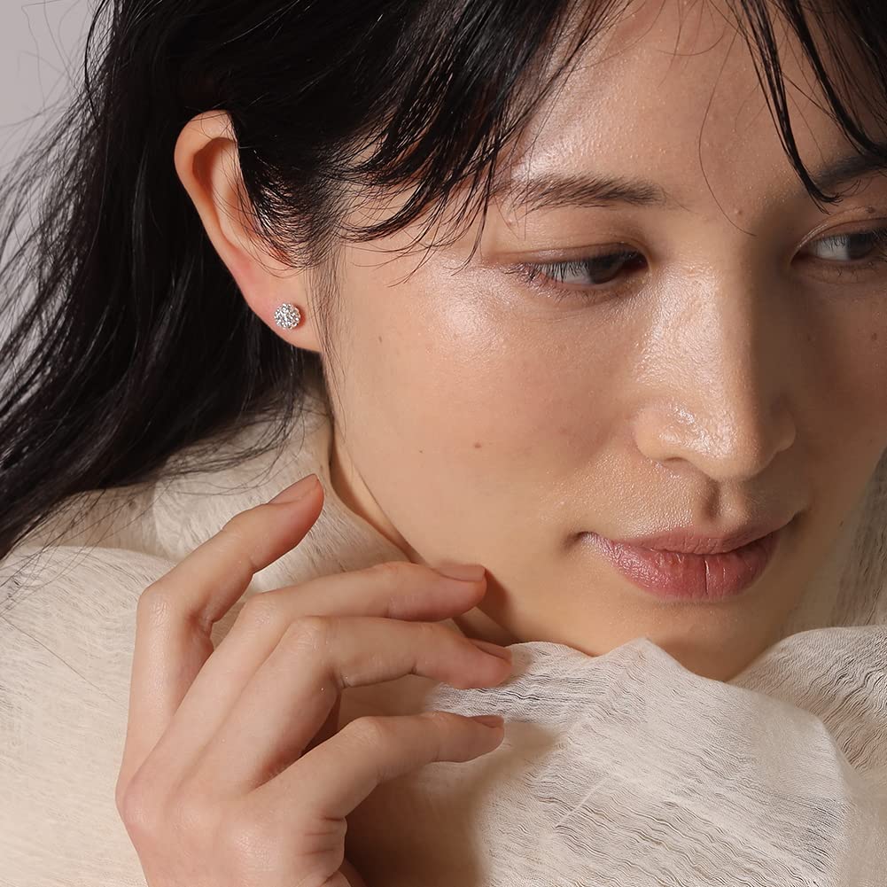 Pave ball earrings for gold made in Japan [R-days Daikanyama] women, color, simple, stylish, (gold color/6mm)