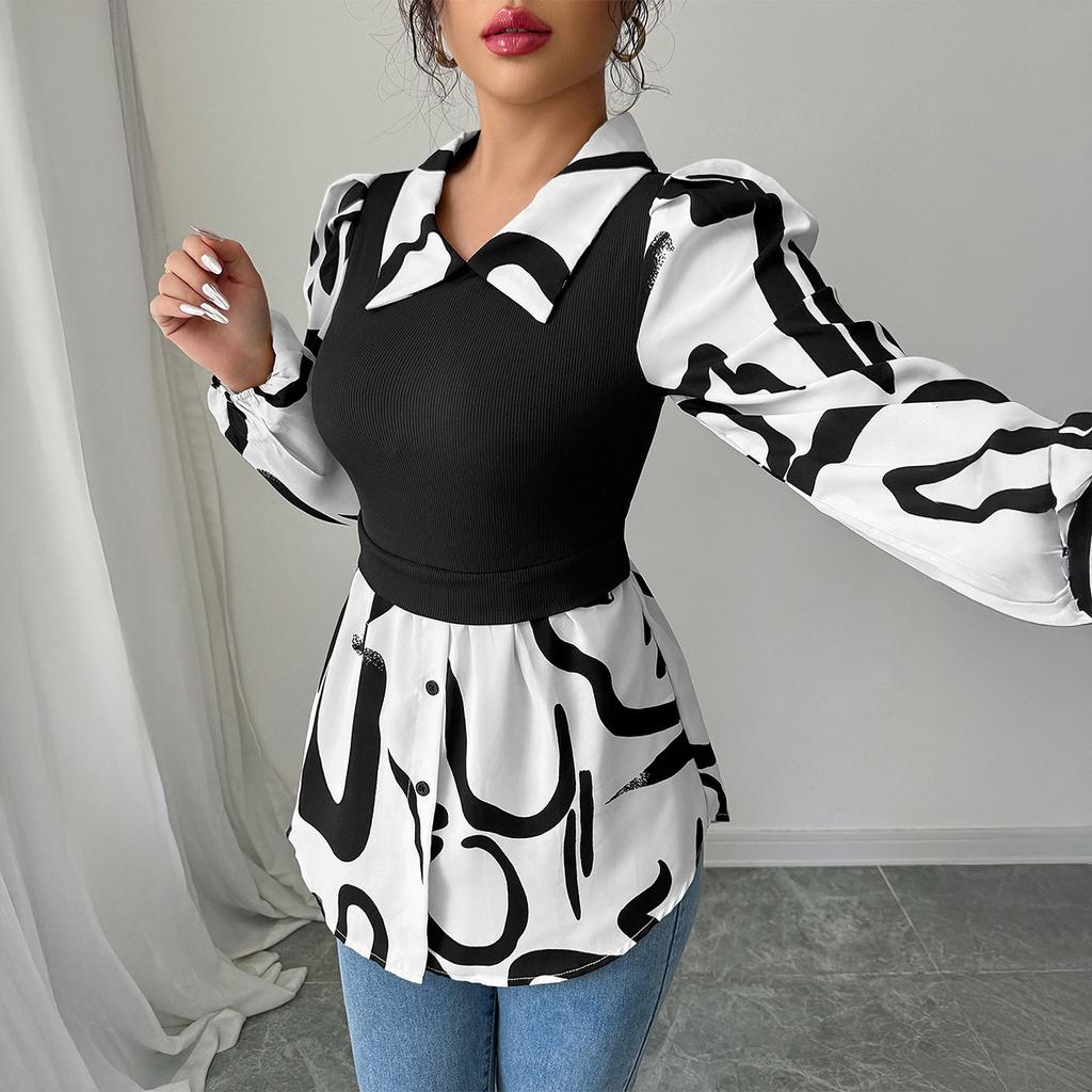 Casual Vacation High-end Printed Vest Top Shirt Women's 2025 Autumn and Winter