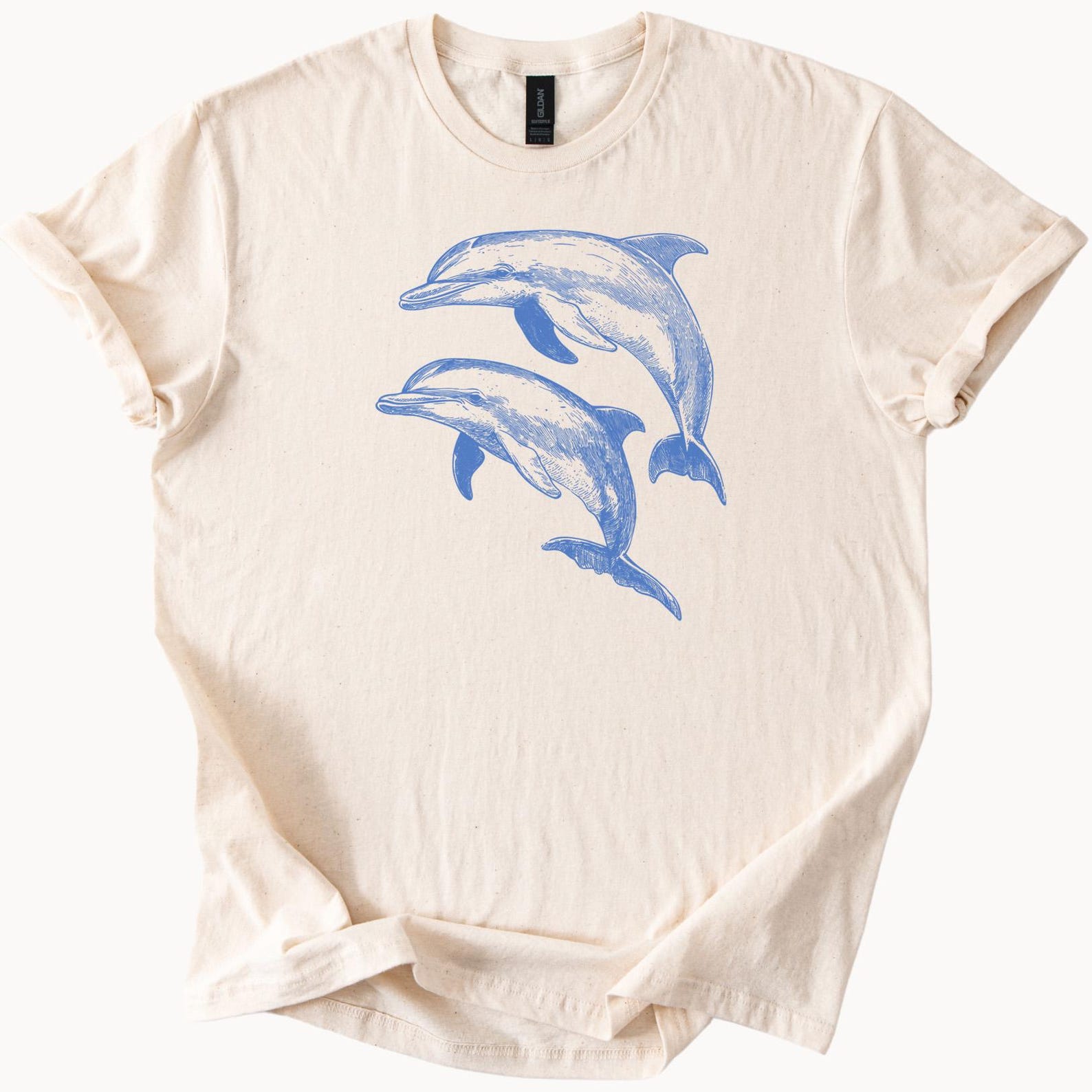 Dolphin Graphic Tee Ocean Lover Shirt Aquatic Animal Top Coastal Style Clothing 140