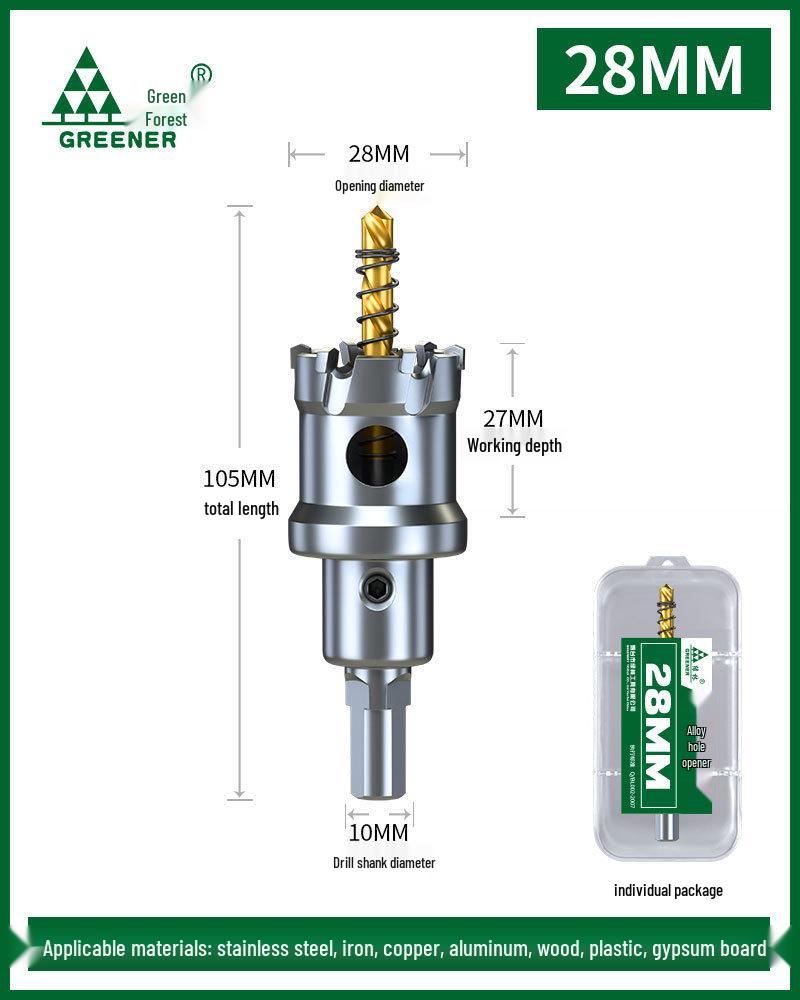 Green Forest Stainless Steel Hole Saw for Metal, Wood, and Aluminum Drilling