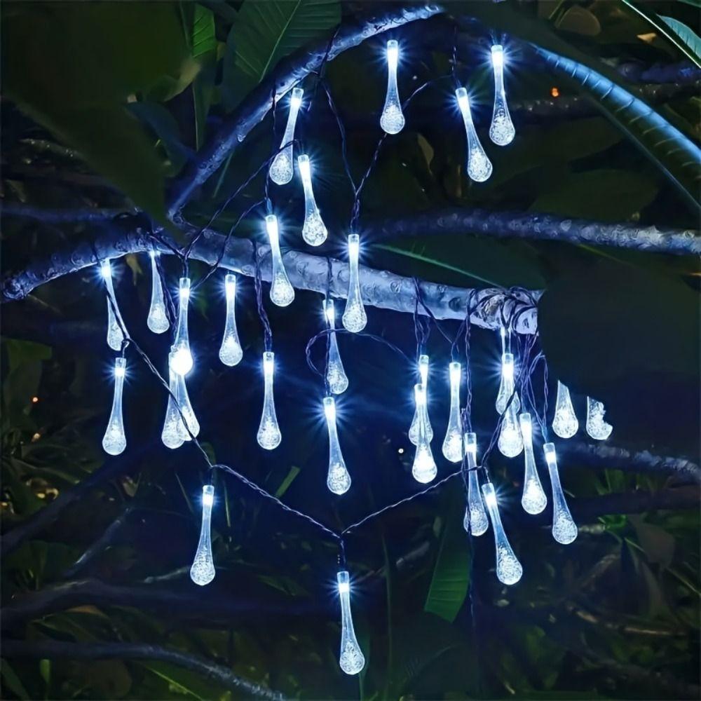 Water Drop LED Solar String Lights Waterproof Xmas Tree Lights  Home