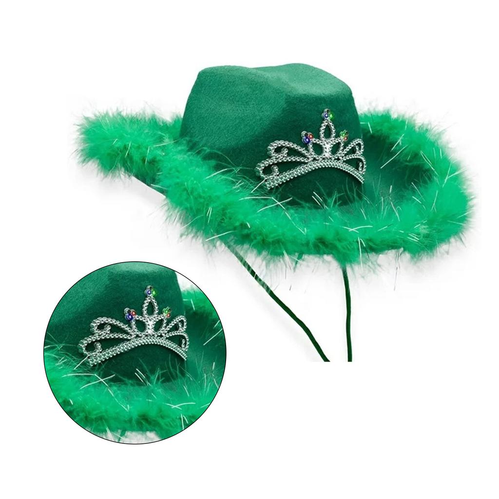 Wedding Party Cowgirl Hat for Bridal Wide Brim Teens RolePlay Cowboy Hat Fashion Music Festival Hat Rhinestone Crown Cap