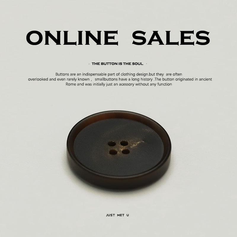 Real Horn Thin Edge Four-Eye Button High Texture Material Clothing Button Men'S And Women'S Coat Coat Trench Coat Button