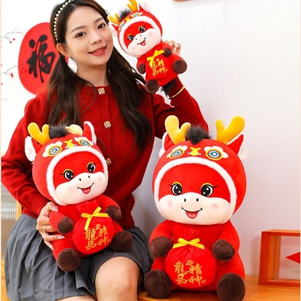 2026 Red Lucky Plush Stuffed Animal Traditional Auspicious Horse Plush Doll Kid Gift