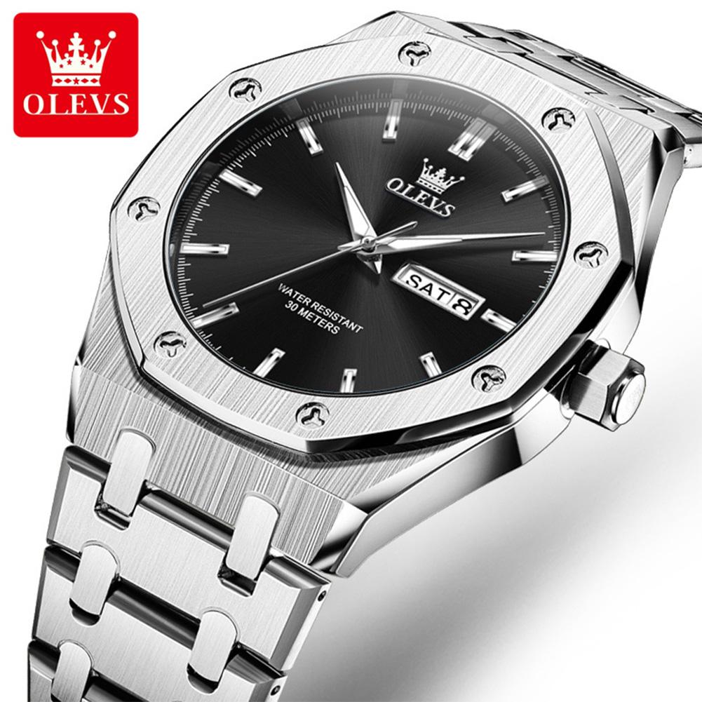 OLEVS 3726 Men's Watches Luxury Top Brand Original Quartz Wrist Watches For Man Luminous Waterproof Dual Calendar Man Watch New