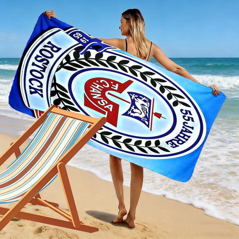 FC Hansa Print Strandtuch, Großes Weiches Schnelltrocknendes Handtuch für Strand Camping Schwimmen