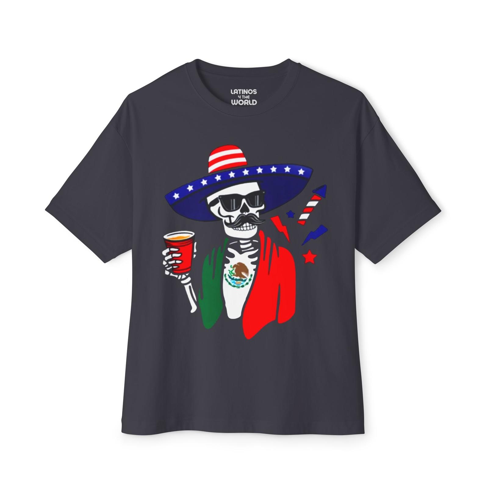 Fiesta Skeleton Party Esqueleto Mexico USA T-shirt Mexican American Funny Latino S