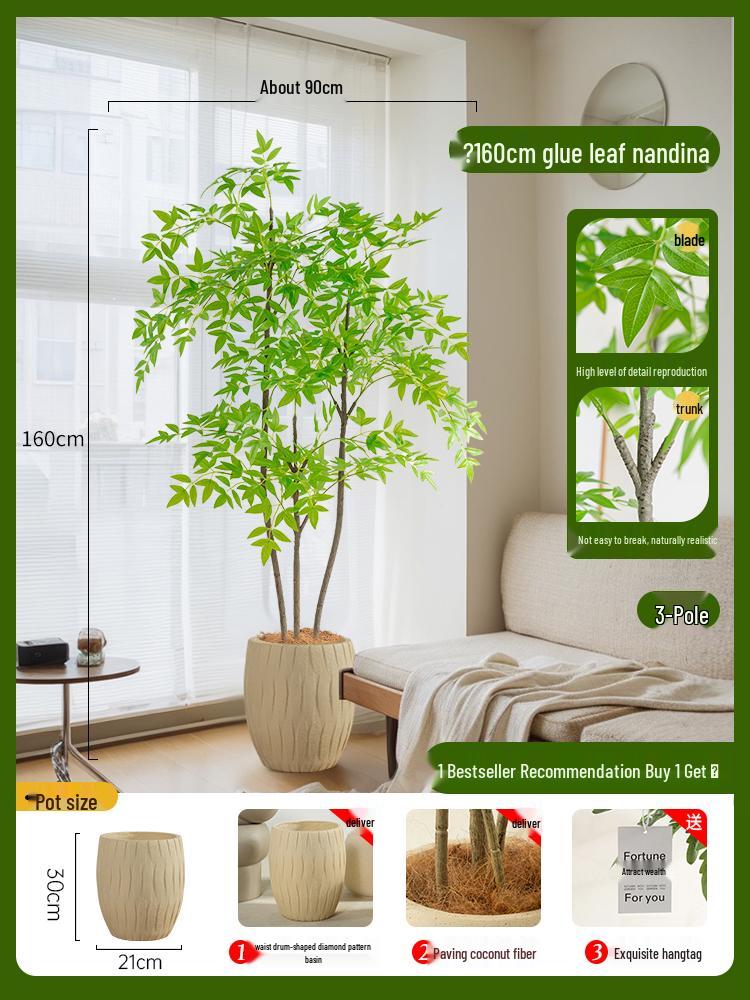 Nandina Bionics Artificial Tree: Elegant Indoor Decor, Large Potted Floor Plant