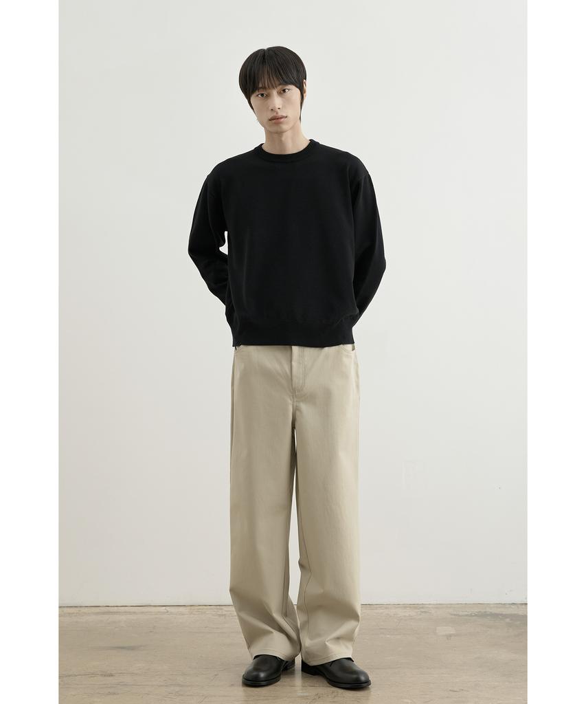 WHOLOVESART Structure Wide Cotton Chino Pants Light Beige
