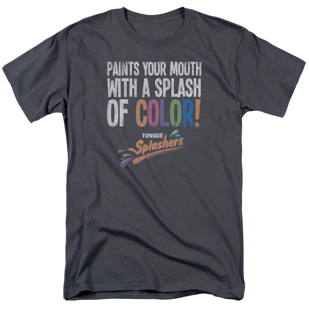 Dubble Bubble Paints Your Mouth T Shirt Mens Licensed Tongue Splashers Charcoal S