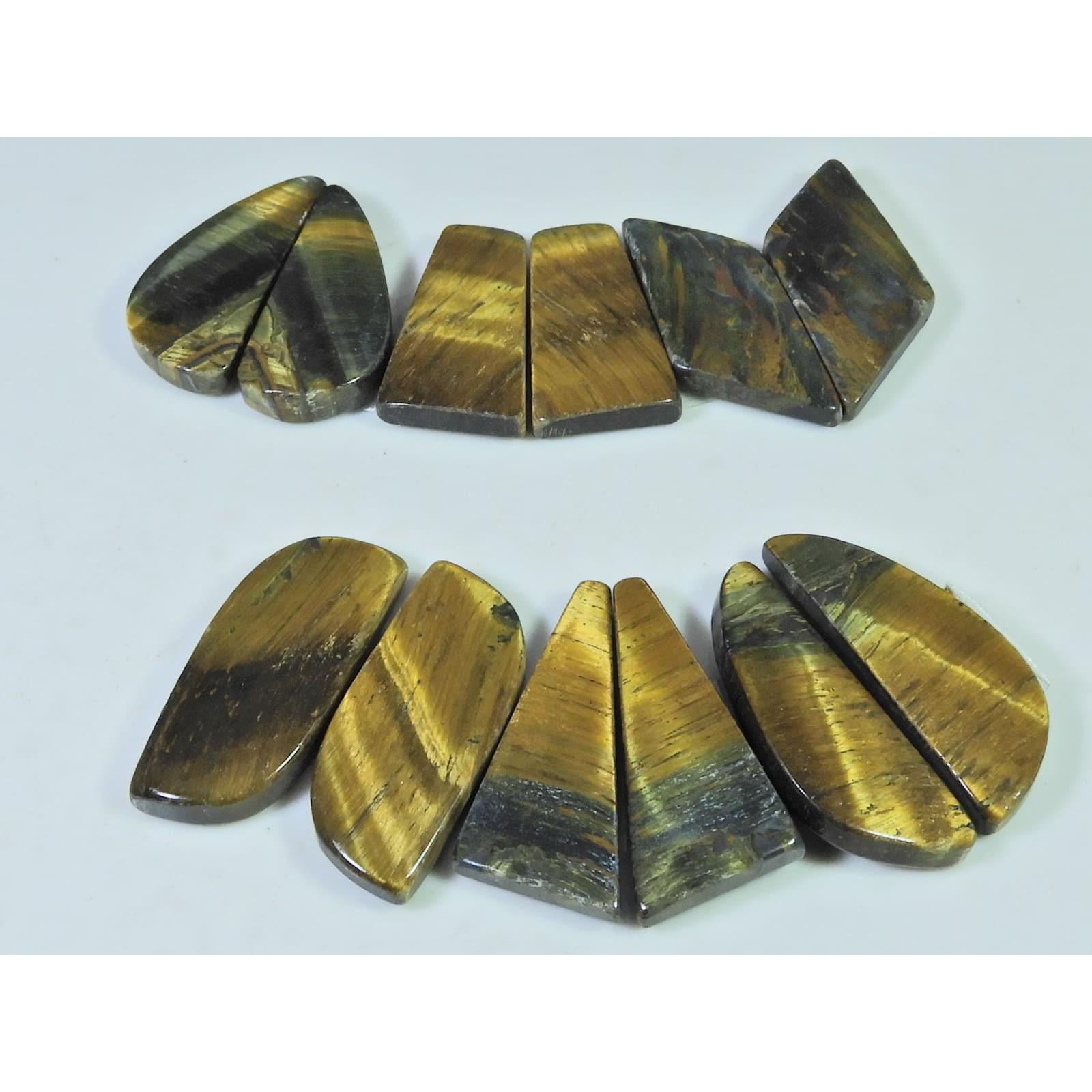 24-26 MM Natural Tiger Eye Matched Pair Fancy Loose Gemstone 6 Pair Lot C-995
