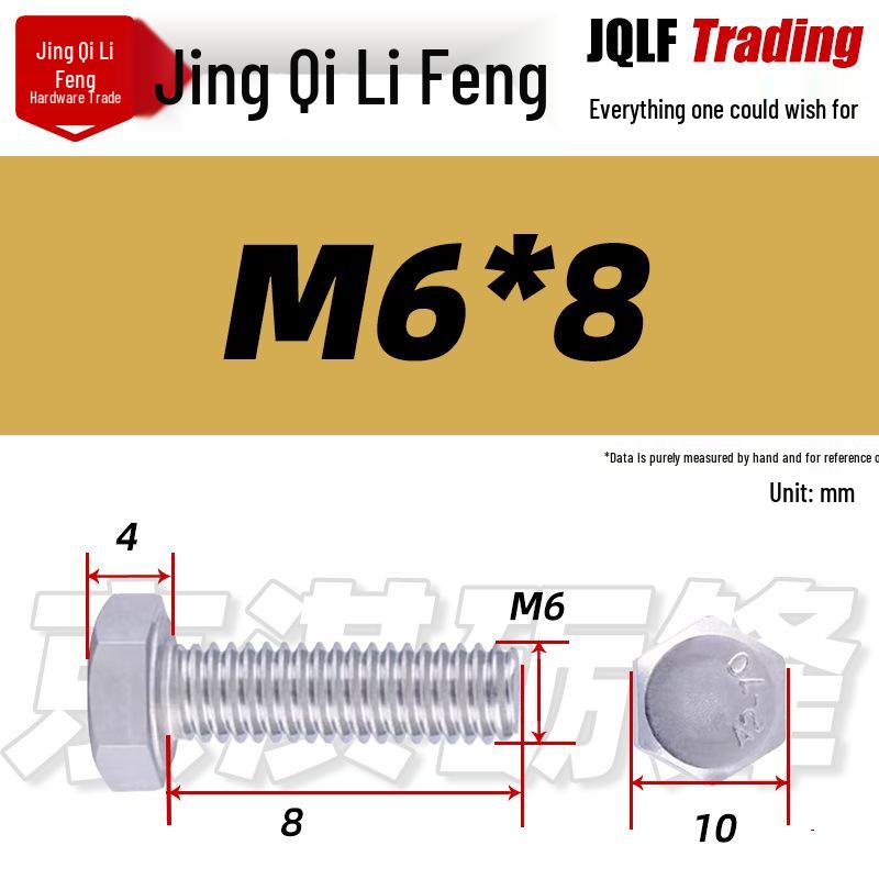 201 Stainless Steel Hex Head Full Thread Bolt: Wear & Corrosion Resistant, M4-M14 for Aerospace Machinery