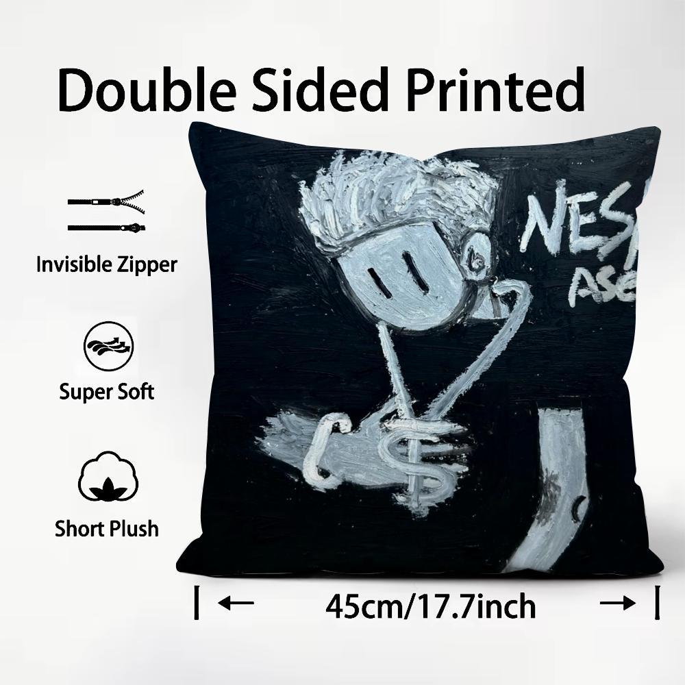 Famous Rapper AAsen Cool Cushion Cover Plush Fabric Soft DoubleSided Printed Sofa Warm Winter Home Child Gift Pillow Case
