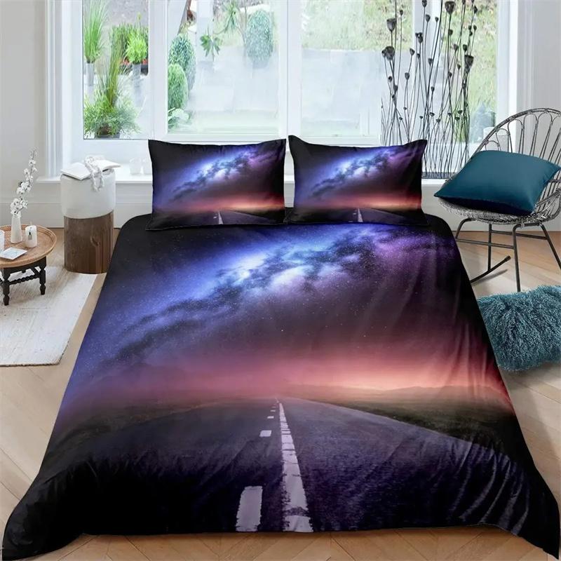 Highway Duvet Cover Set Tornado Lightning Bedding Set Disaster Queen King 2/3 Pcs Polyester Quilt Cover for Adults Boys Teens