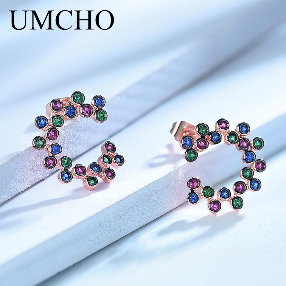 Klassische Ohrstecker Mode 925 Silber Runde Mini Ohrring Set Halbcreolen Bunte Zirkonia Damen Luxusschmuck Creolen