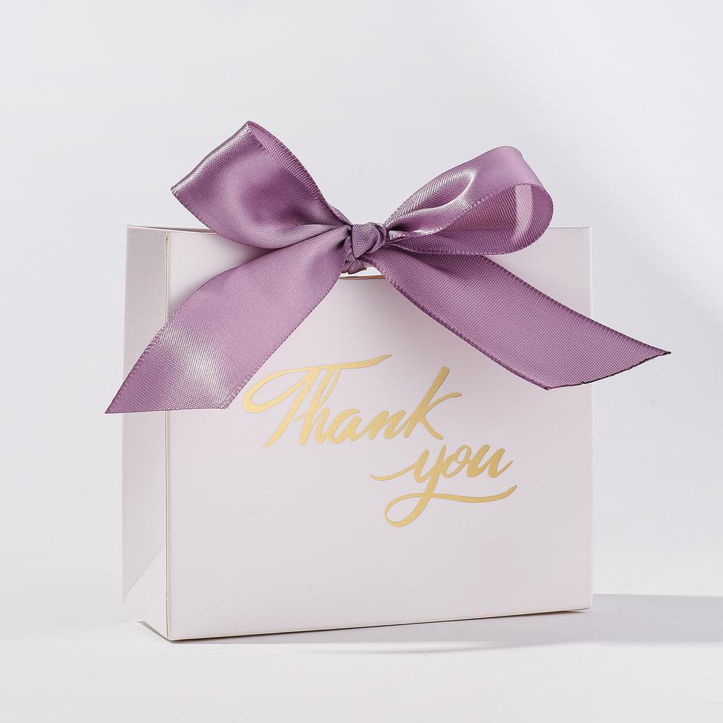 10//30/50Pcs Thank You Party Favor Gift Box White Pattern Wedding Candy Box Ribbon Bow Perfect for Small Gifts Wedding Favors