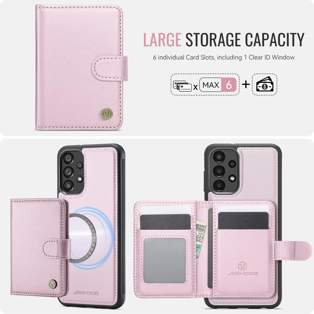 For Samsung Galaxy A13 4G/Galaxy A04s 5G/Galaxy A13 5G Case JEEHOOD J09 RFID Blocking Card Holder Leather Back Phone Cover Magnetic Case