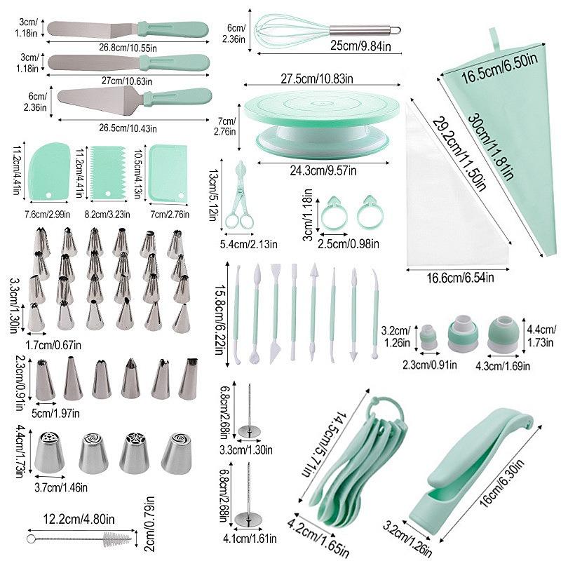 Cake turntable set Nordic 207-piece baking tool set piping nozzle spatula cake handmade turntable