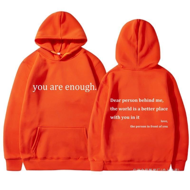 Neuer YOU ARE ENOUGH Print Hoodie Herbst Freizeit Sportbekleidung Plus Print Hoodies Herren Fleece Sweatshirt Hip Hop Freizeit Hoodie Vintage