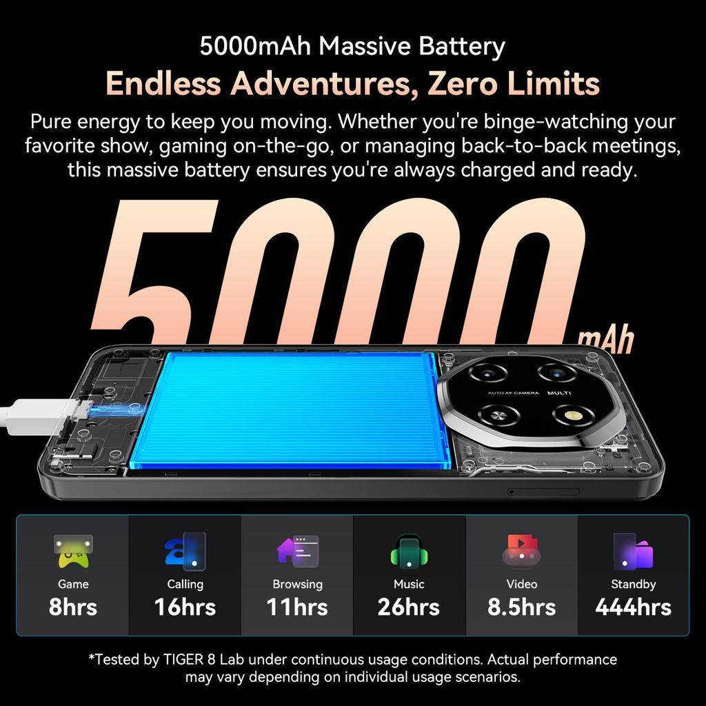 Oscal TIGER 8 Smartphone Android 15 120Hz (8+16)+128GB Octa Core 6.88" Ecran HD+ Telefon Mobil 5000mAh Telefon cu Încărcare Rapidă