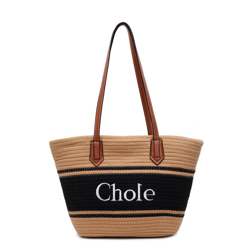 High-quality Cotton Rope Bag, Large-capacity Tote Bag, Bucket Bag, Shoulder Women's Bag, Beach Bag, Straw Bag.
