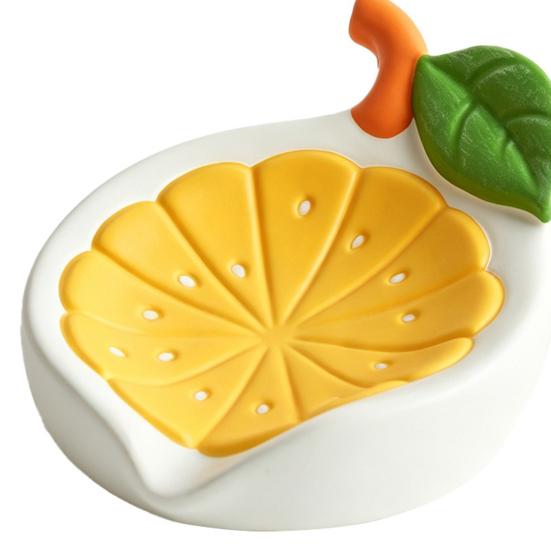 Mýdlenka ve tvaru citronu, se šikmým odtokovým designem, udržuje mýdlo suché, stabilní protiskluzová základna, mýdlenka do koupelny, kuchyně