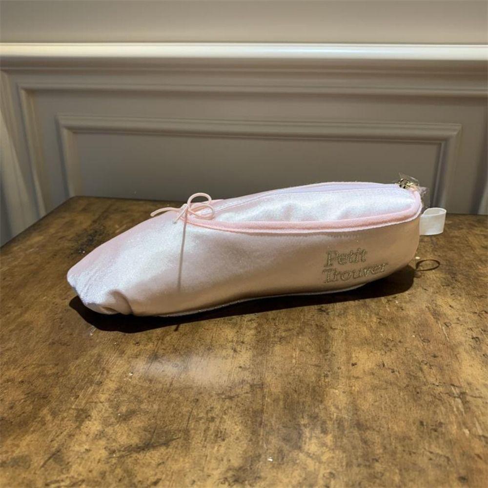 Makeup Bag Ballet Shoes Pencil Case Large Capacity Pen Storage Bag Satin Stationery Bag  Children