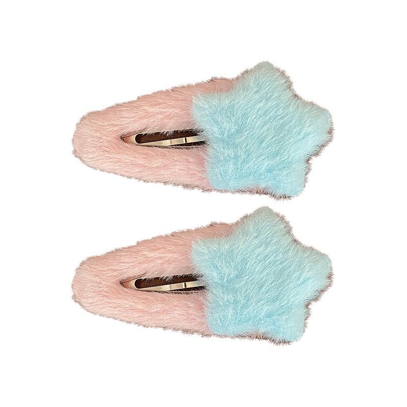 

New Sweet Plush Hairpin Women Cute Star Shape Hair Clips Large Side Broken Bangs Bb Clip Fashion Girls Hair Accessories