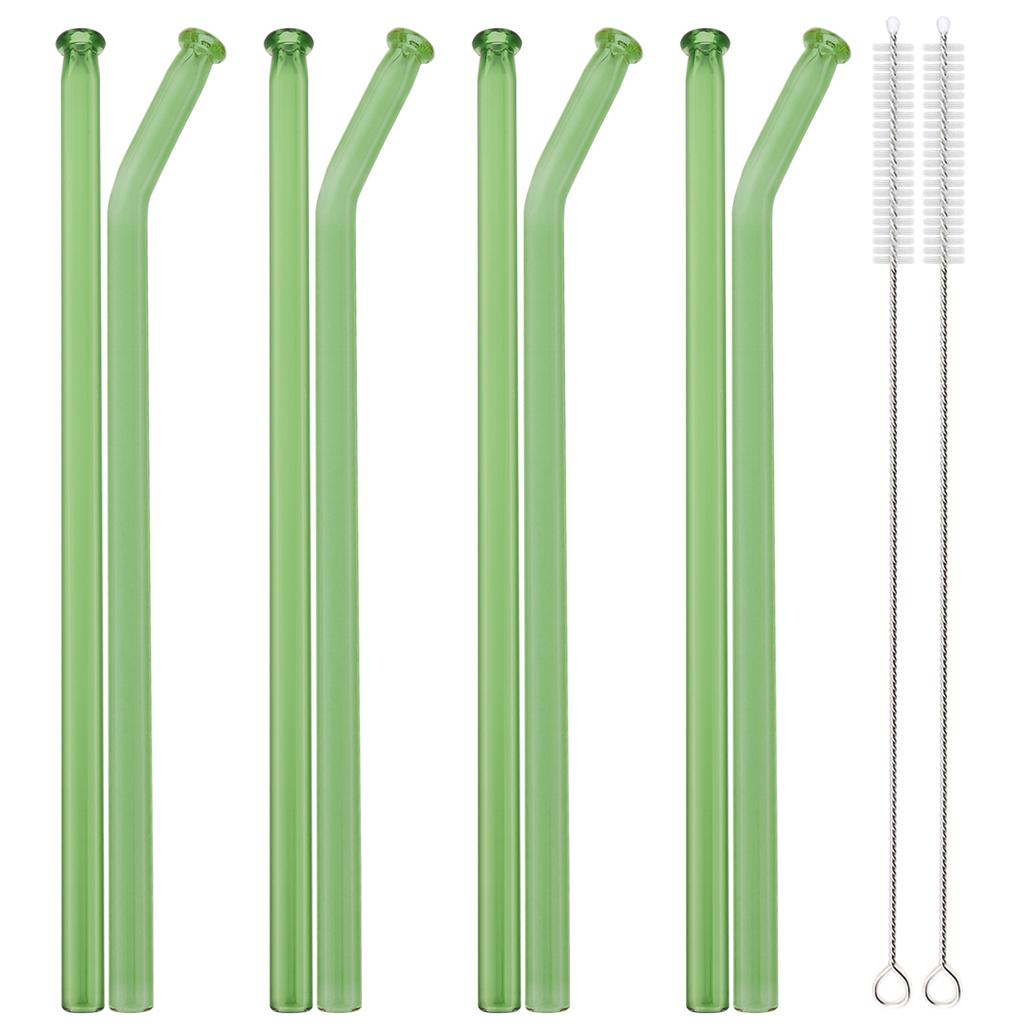 8pcs High Borosilicate Glass Straw Sets Creative Glass Straw Milk Tea Juice Cocktail Straw Set with Brush Party Bar Accessories