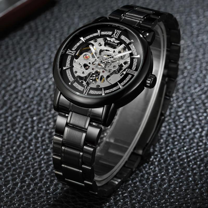 WINNER Ceas mecanic automat cu mișcare mecanică scheletizată la modă pentru bărbați