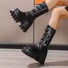 Mode High Heels Damen Mid-Calf Stiefel Mode Chunky Schuhe Designer Plateau Damenstiefel 2025 Winter Pumps Bequeme Chelsea Botas Mujer