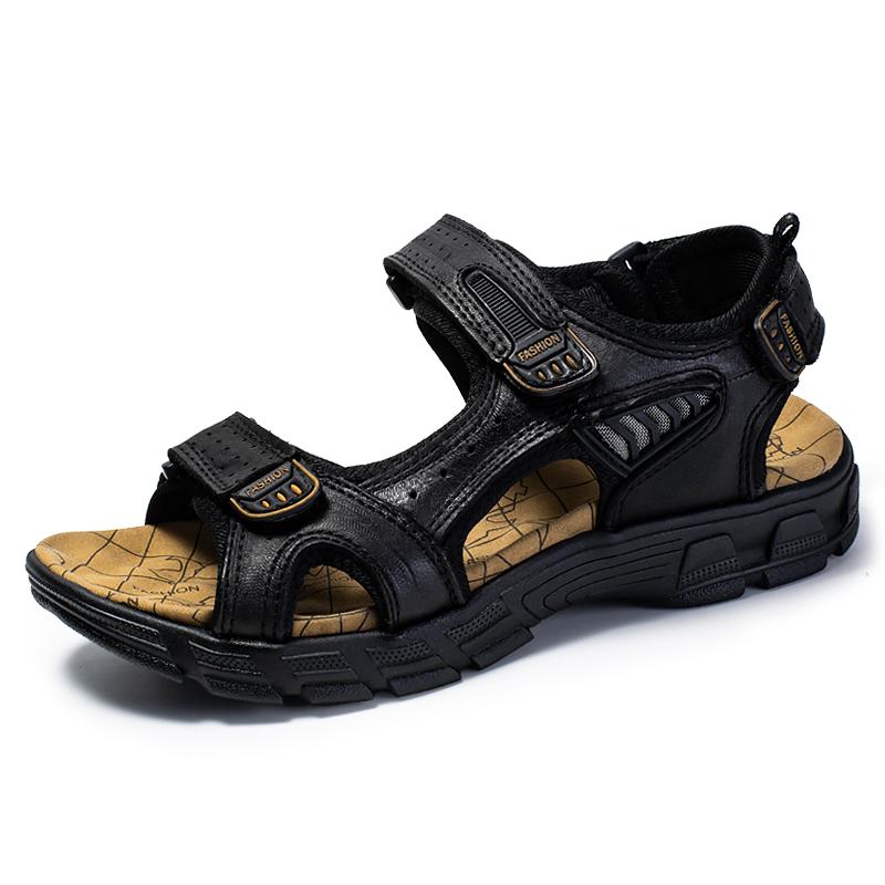 Fashion Classic Mens Sandals Summer Genuine Leather Sandals Men Outdoor Casual Lightweight Sandal Fashion Men Sneakers Size 38-47
